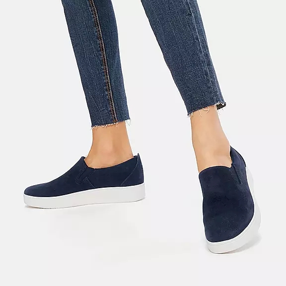 Scarpe Da Ginnastica Donna FitFlop RALLY Pelle Scamosciata Slip-On Blu Marino | 32614138