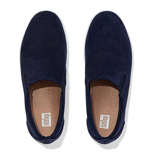 Scarpe Da Ginnastica Donna FitFlop RALLY Pelle Scamosciata Slip-On Blu Marino | 32614138