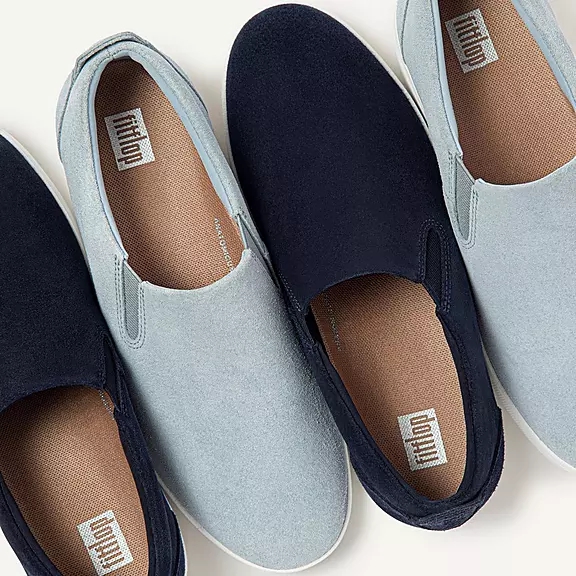 Scarpe Da Ginnastica Donna FitFlop RALLY Pelle Scamosciata Slip-On Blu Marino | 32614138