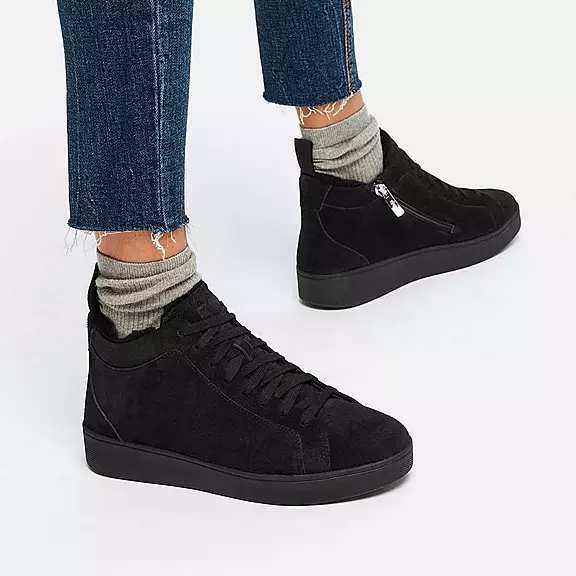Scarpe Da Ginnastica Donna FitFlop RALLY Faux-Fur Foderati Pelle Scamosciata High-Top Nere | 36697810