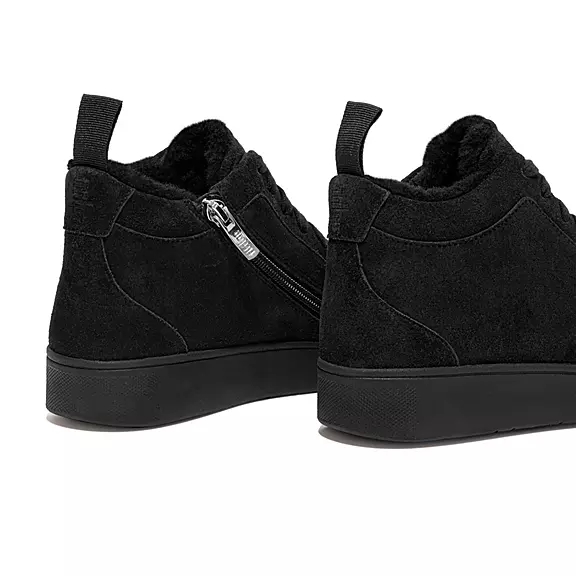 Scarpe Da Ginnastica Donna FitFlop RALLY Faux-Fur Foderati Pelle Scamosciata High-Top Nere | 36697810