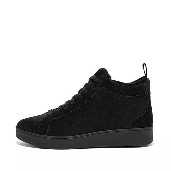 Scarpe Da Ginnastica Donna FitFlop RALLY Faux-Fur Foderati Pelle Scamosciata High-Top Nere | 36697810