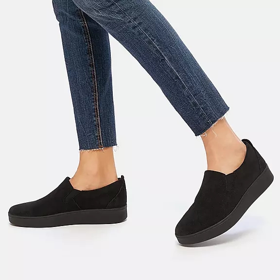Scarpe Da Ginnastica Donna FitFlop RALLY Pelle Scamosciata Slip-On Nere | 68207056