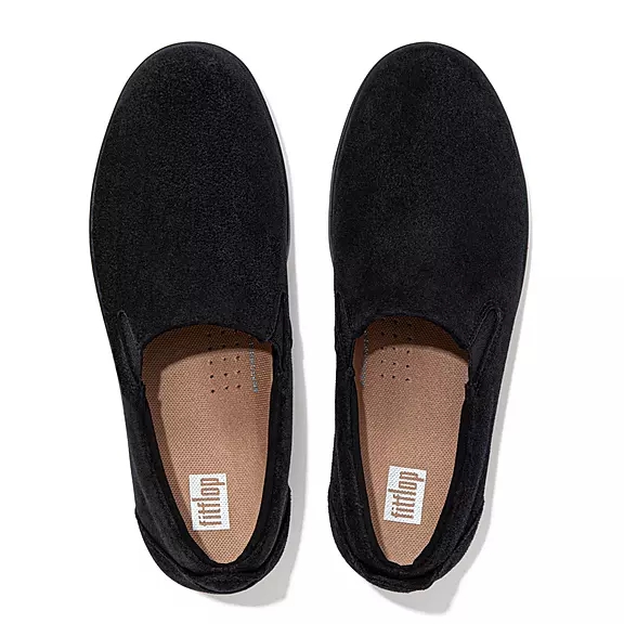 Scarpe Da Ginnastica Donna FitFlop RALLY Pelle Scamosciata Slip-On Nere | 68207056