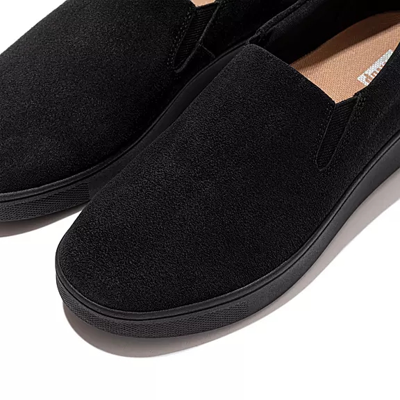 Scarpe Da Ginnastica Donna FitFlop RALLY Pelle Scamosciata Slip-On Nere | 68207056