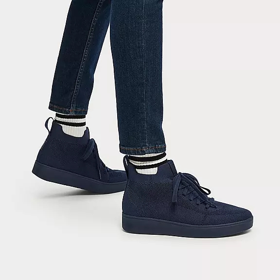 Scarpe Da Ginnastica Donna FitFlop RALLY Acqua-Resistant Knit High-Top Blu Marino | 83622314
