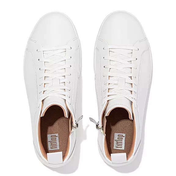 Scarpe Da Ginnastica Donna FitFlop RALLY Pelle High-Top Bianche | 86482541