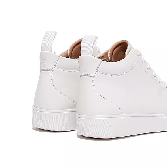 Scarpe Da Ginnastica Donna FitFlop RALLY Pelle High-Top Bianche | 86482541