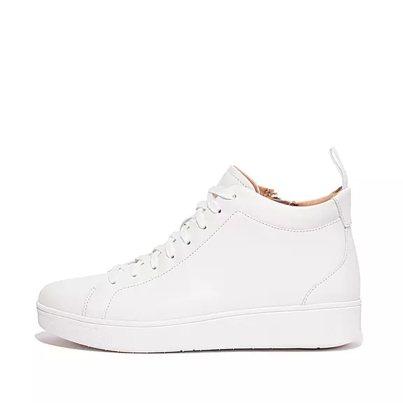 Scarpe Da Ginnastica Donna FitFlop RALLY Pelle High-Top Bianche | 86482541