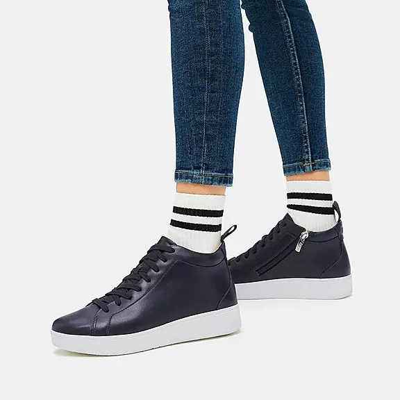 Scarpe Da Ginnastica Donna FitFlop RALLY Pelle High-Top Blu Marino | 86853056
