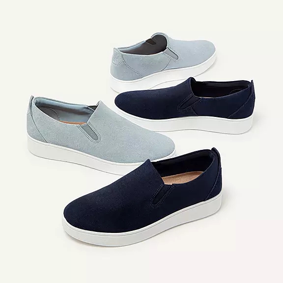 Scarpe Da Ginnastica Donna FitFlop RALLY Pelle Scamosciata Slip-On Blu | 96306889