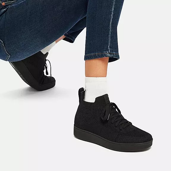 Scarpe Da Ginnastica Donna FitFlop RALLY Acqua-Resistant Knit High-Top Nere | 96976906