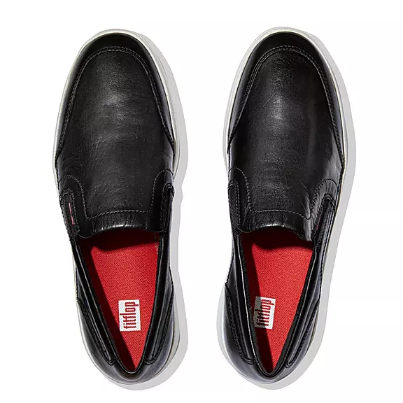 Scarpe Da Ginnastica Uomo FitFlop RALLY X Pelle Slip-On Nere | 64173610