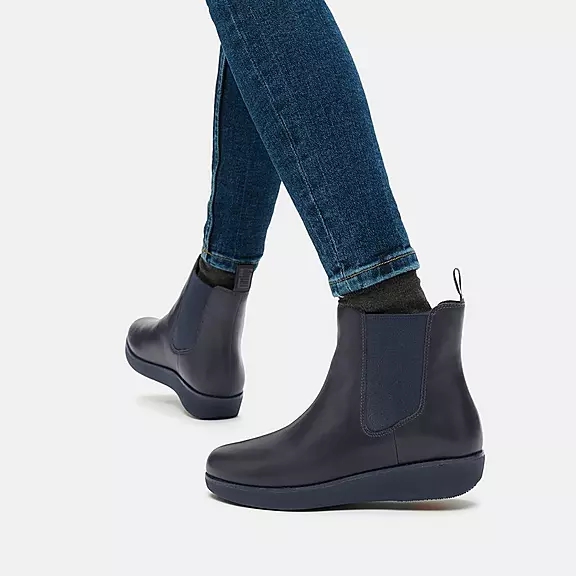 Stivaletti Chelsea Donna FitFlop SUMI Impermeabili Pelle Blu Marino | 90286796