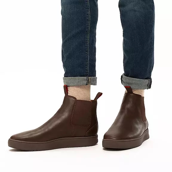 Stivaletti Chelsea Uomo FitFlop MARGAN Impermeabili Pelle Cioccolato | 81118038