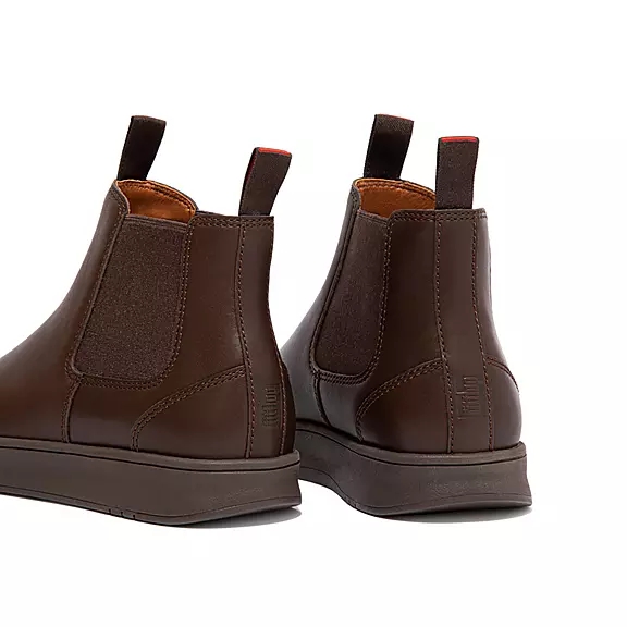 Stivaletti Chelsea Uomo FitFlop MARGAN Impermeabili Pelle Cioccolato | 81118038