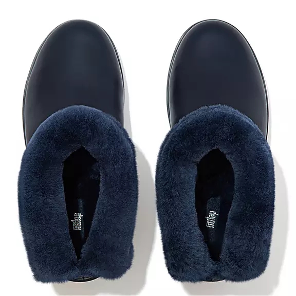Stivaletti Donna FitFlop MUKLUK SHORTY Impermeabili Shearling-Foderati Blu Marino | 89544459
