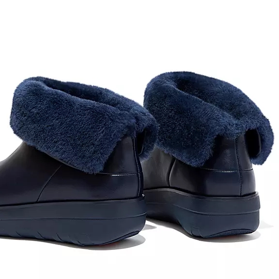 Stivaletti Donna FitFlop MUKLUK SHORTY Impermeabili Shearling-Foderati Blu Marino | 89544459