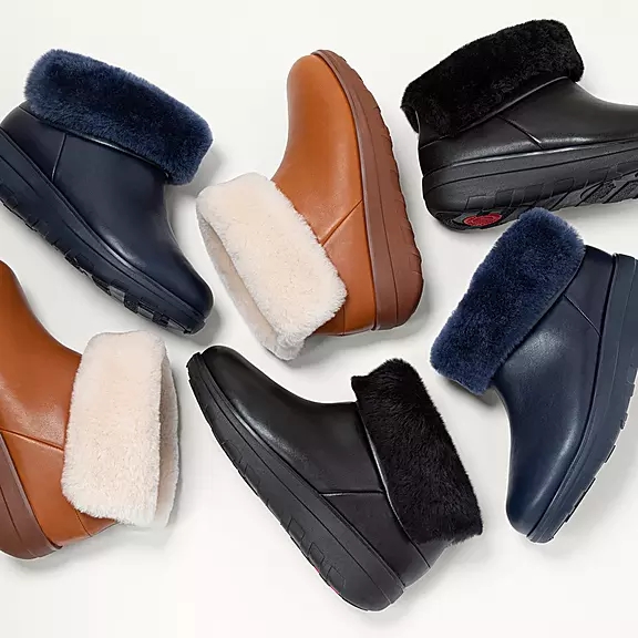 Stivaletti Donna FitFlop MUKLUK SHORTY Impermeabili Shearling-Foderati Blu Marino | 89544459