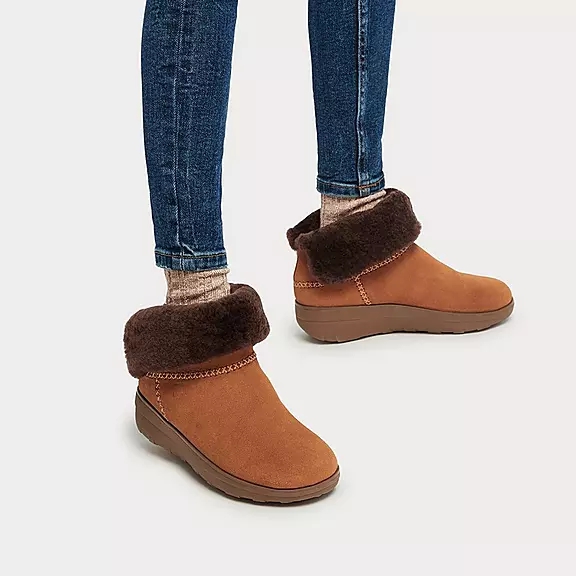 Stivaletti Donna FitFlop MUKLUK SHORTY Shearling-Foderati Pelle Scamosciata Marroni | 24314792