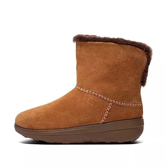 Stivaletti Donna FitFlop MUKLUK SHORTY Shearling-Foderati Pelle Scamosciata Marroni | 24314792