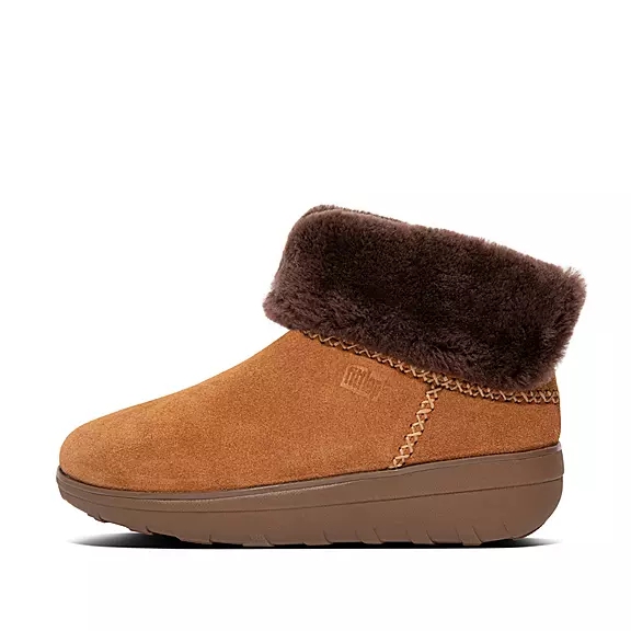 Stivaletti Donna FitFlop MUKLUK SHORTY Shearling-Foderati Pelle Scamosciata Marroni | 24314792