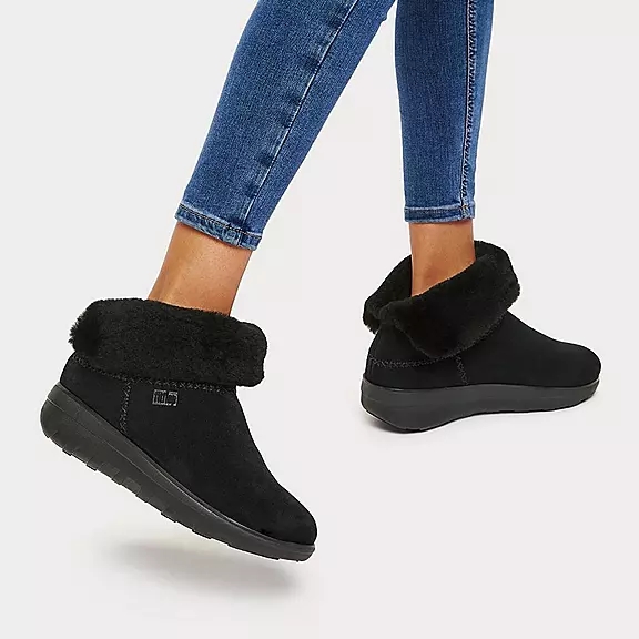 Stivaletti Donna FitFlop MUKLUK SHORTY Shearling-Foderati Pelle Scamosciata Nere | 26074709