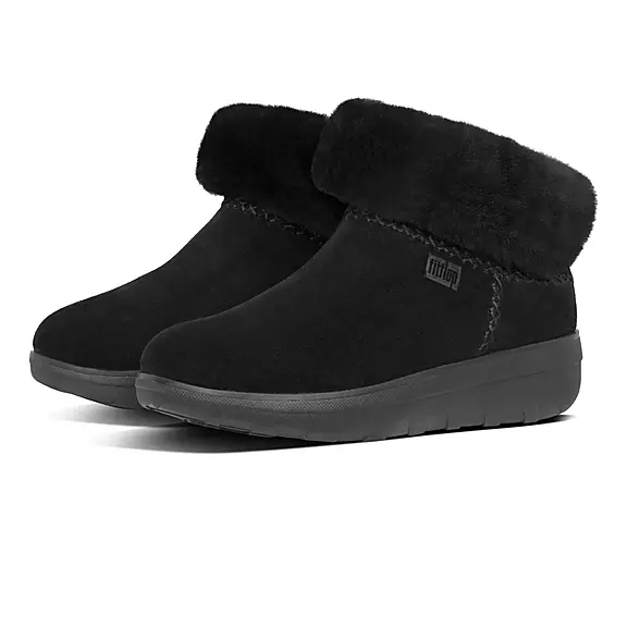 Stivaletti Donna FitFlop MUKLUK SHORTY Shearling-Foderati Pelle Scamosciata Nere | 26074709
