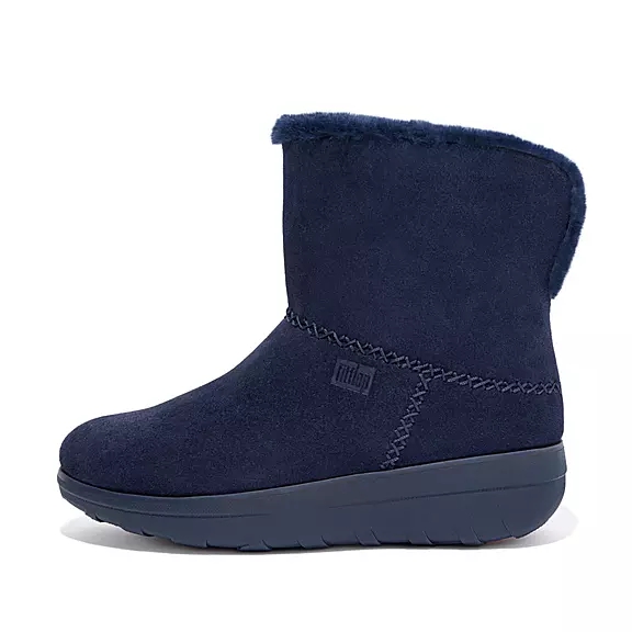 Stivaletti Donna FitFlop MUKLUK SHORTY Shearling-Foderati Pelle Scamosciata Blu Marino | 56294898