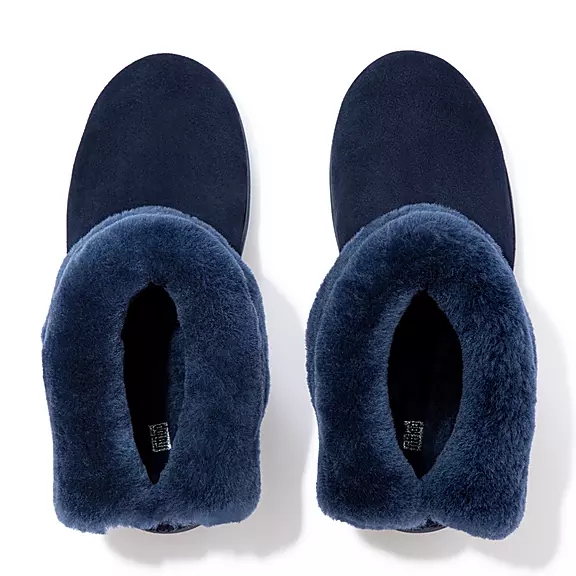 Stivaletti Donna FitFlop MUKLUK SHORTY Shearling-Foderati Pelle Scamosciata Blu Marino | 56294898