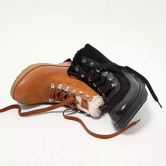 Stivaletti Donna FitFlop MUKLUK Shearling-Foderati Laced Nere | 42874462