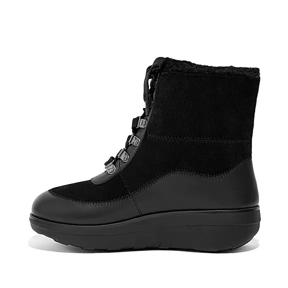 Stivaletti Donna FitFlop MUKLUK Shearling-Foderati Laced Nere | 42874462