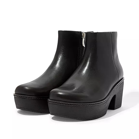 Stivaletti Donna FitFlop PILAR Pelle Platform Nere | 15813732