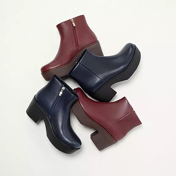 Stivaletti Donna FitFlop PILAR Pelle Platform Bordeaux | 54613578