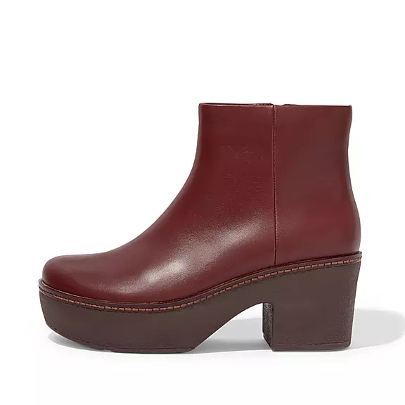 Stivaletti Donna FitFlop PILAR Pelle Platform Bordeaux | 54613578