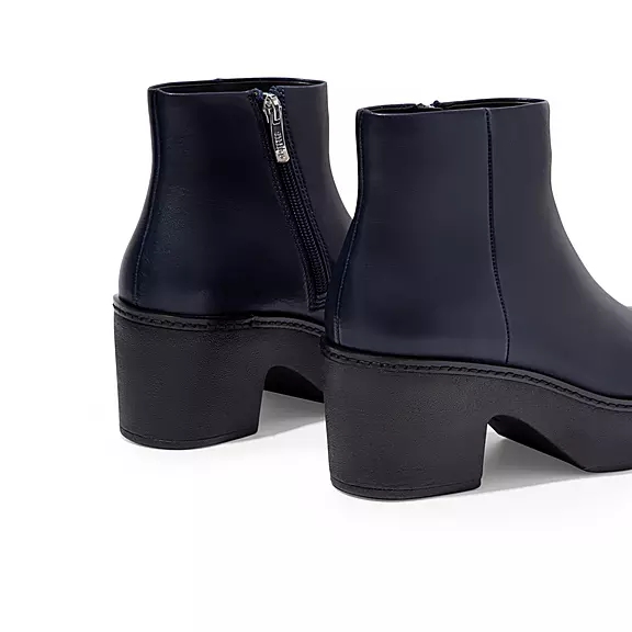 Stivaletti Donna FitFlop PILAR Pelle Platform Blu Marino | 96938162