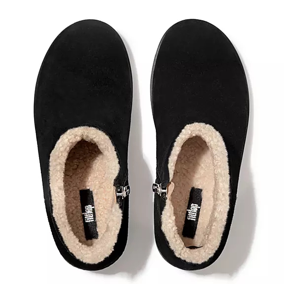 Stivaletti Donna FitFlop PILAR Shearling-Foderati Pelle Scamosciata Platform Nere | 67934261