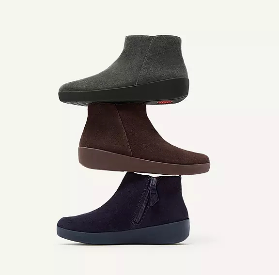 Stivaletti Donna FitFlop SUMI Pelle Scamosciata Grigie | 27517231