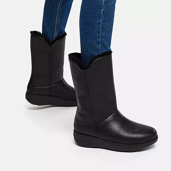 Stivali Donna FitFlop MUKLUK Impermeabili Shearling Calf Nere | 48469059