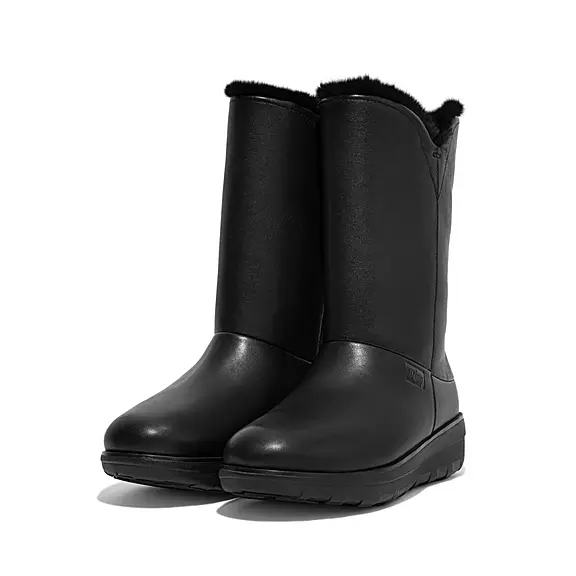 Stivali Donna FitFlop MUKLUK Impermeabili Shearling Calf Nere | 48469059
