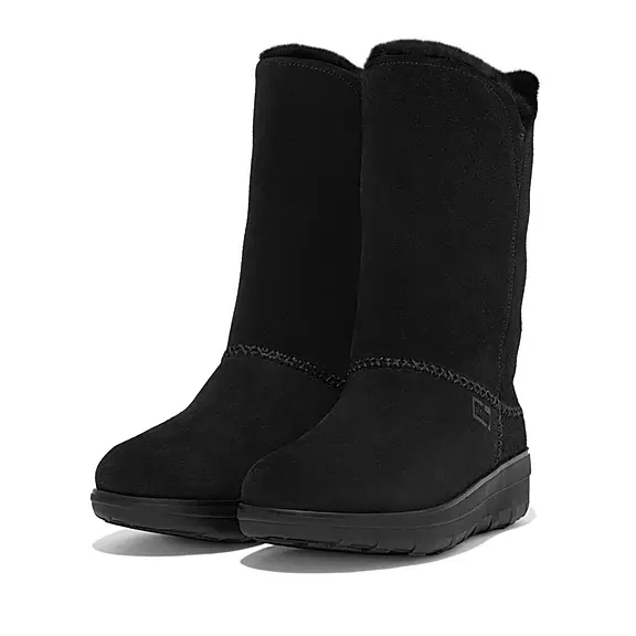 Stivali Donna FitFlop MUKLUK Shearling-Foderati Pelle Scamosciata Calf Nere | 76016498