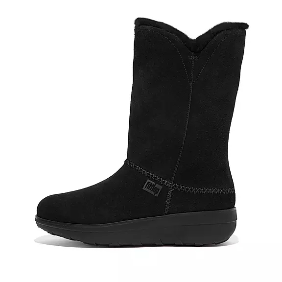 Stivali Donna FitFlop MUKLUK Shearling-Foderati Pelle Scamosciata Calf Nere | 76016498