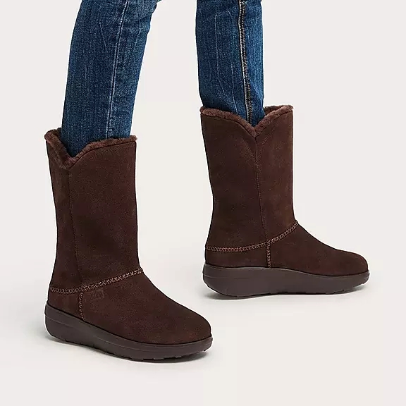 Stivali Donna FitFlop MUKLUK Shearling-Foderati Pelle Scamosciata Calf Marroni | 95647088