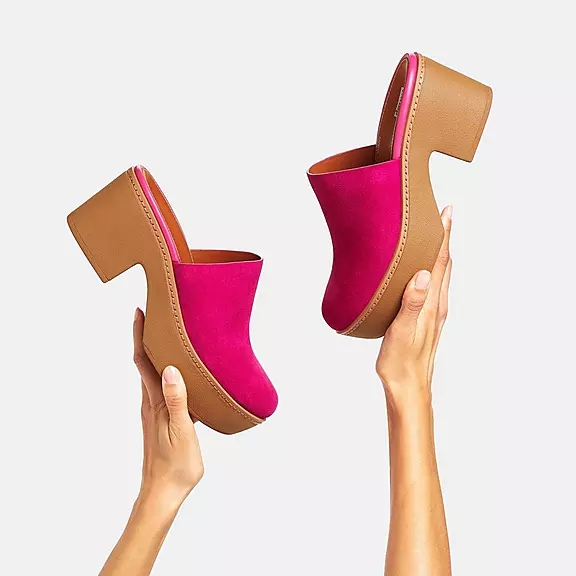 Zoccoli Donna FitFlop PILAR Pelle Scamosciata Fucsia Rosa | 19636826
