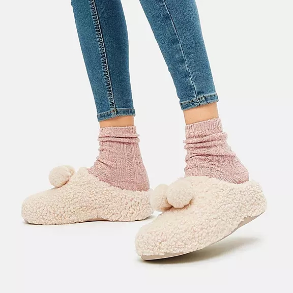 Zoccoli Donna FitFlop SHUV Pom-Pom Shearling Bianche | 96062170