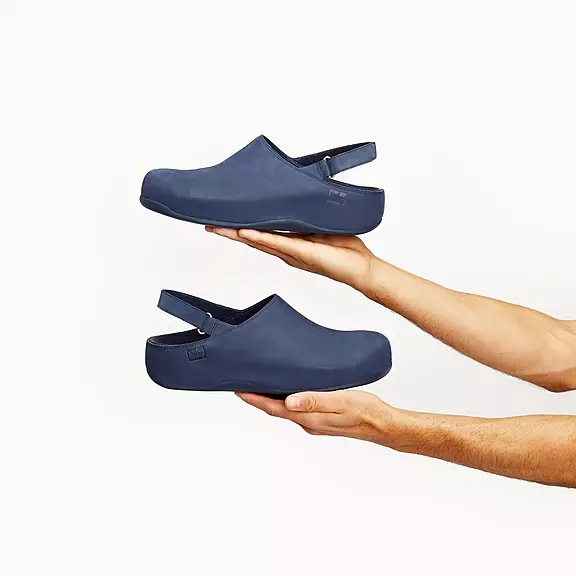 Zoccoli Uomo FitFlop SHUV Nubuck Back-Cinturino Blu Marino | 22382619